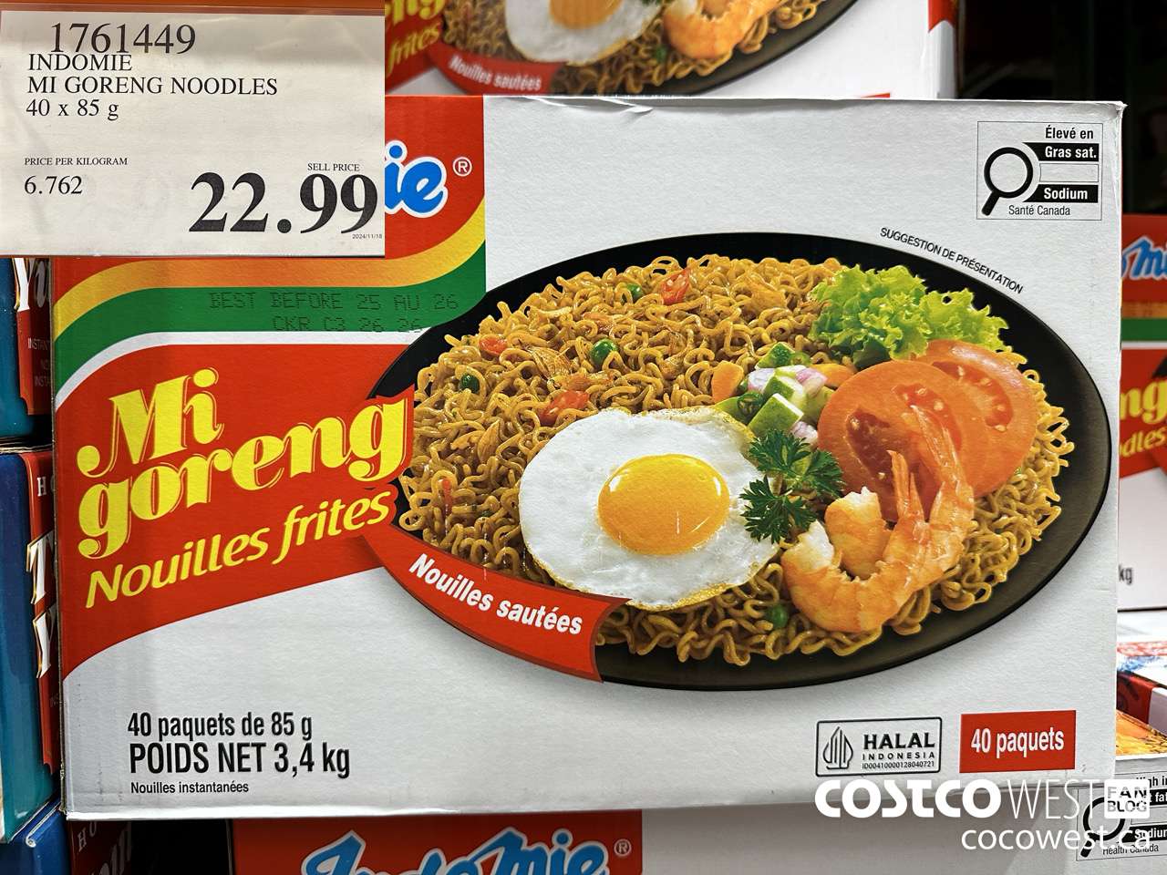 1761449 INDOMIE MI GORENG NOODLES 40 x 85 g $22.99