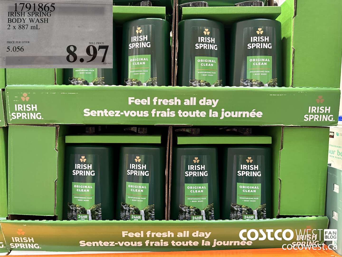 1791865 IRISH SPRING BODY WASH 2 X 887 M $8.97