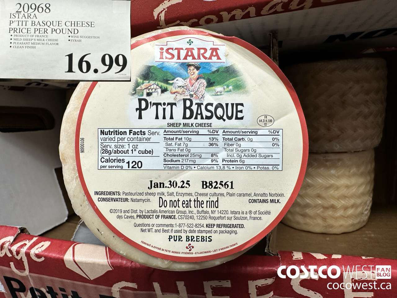 20968 ISTARA P'TIT BASQUE CHEESE PRICE PER POUND $16.99