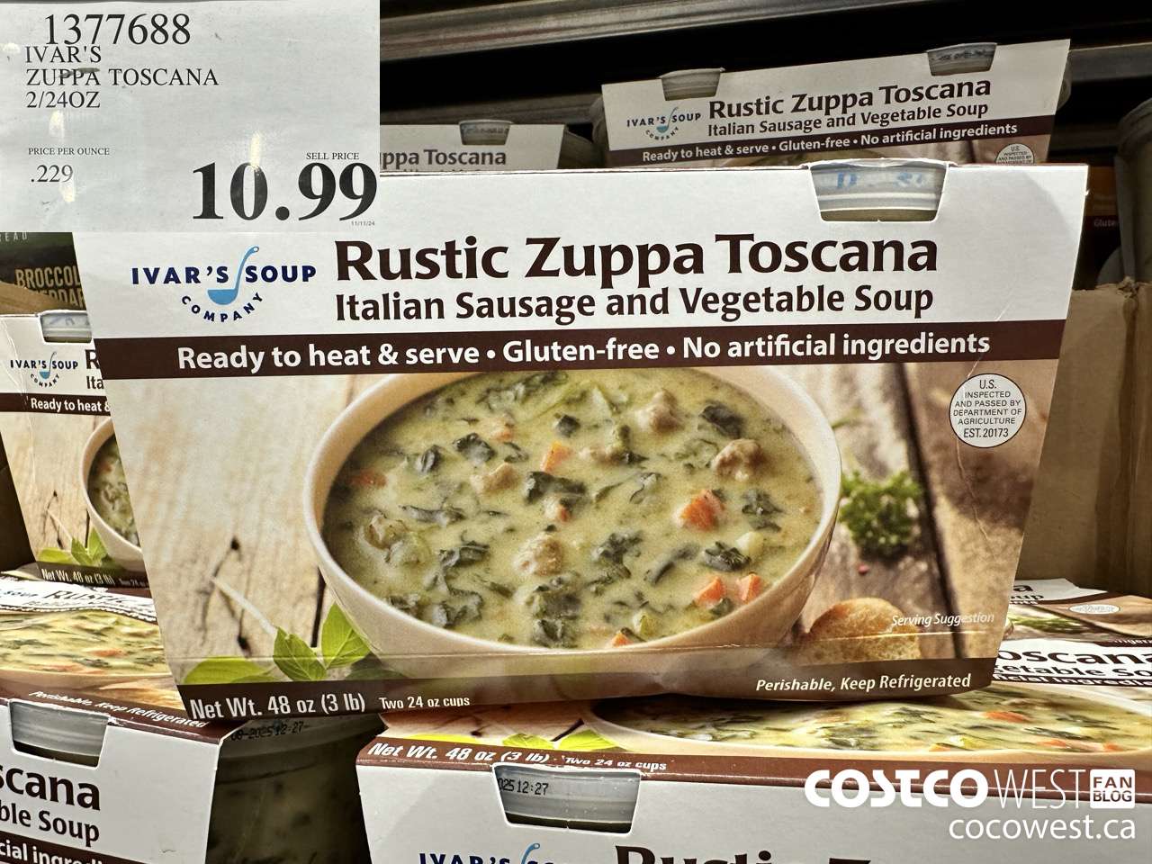 1377688 IVAR'S ZUPPA TOSCANA 2/24 OZ $10.99