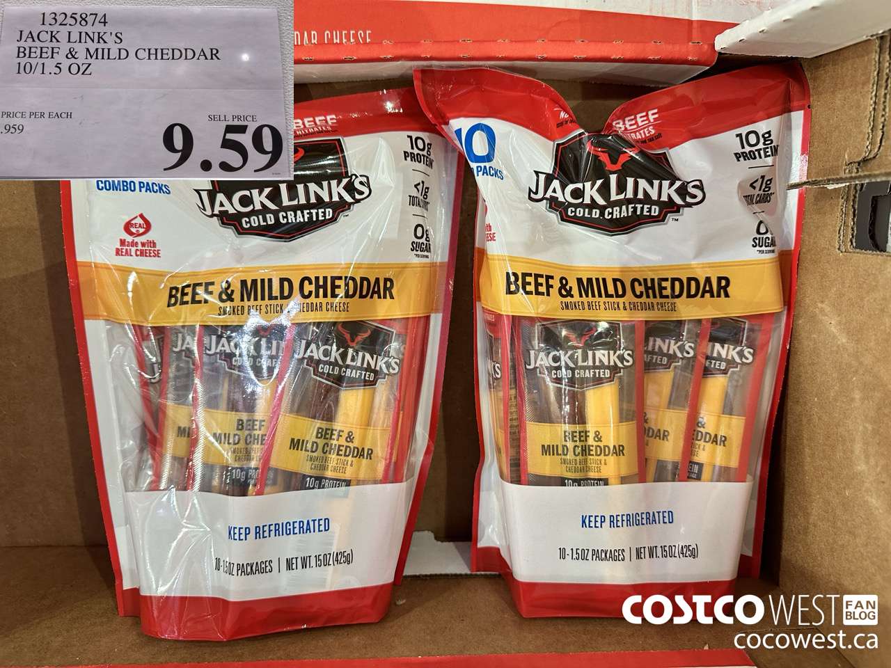 1325874 JACK LINK'S BEEF & MILD CHEDDAR 10/1.5 OZ $9.59