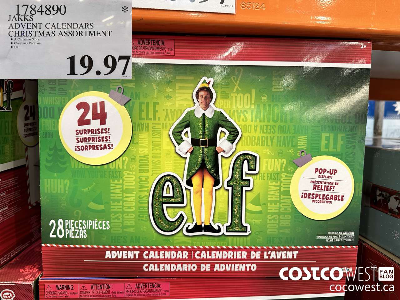 1784890 JAKKS ADVENT CALENDARS CHRISTMAS ASSORTMENT $19.97