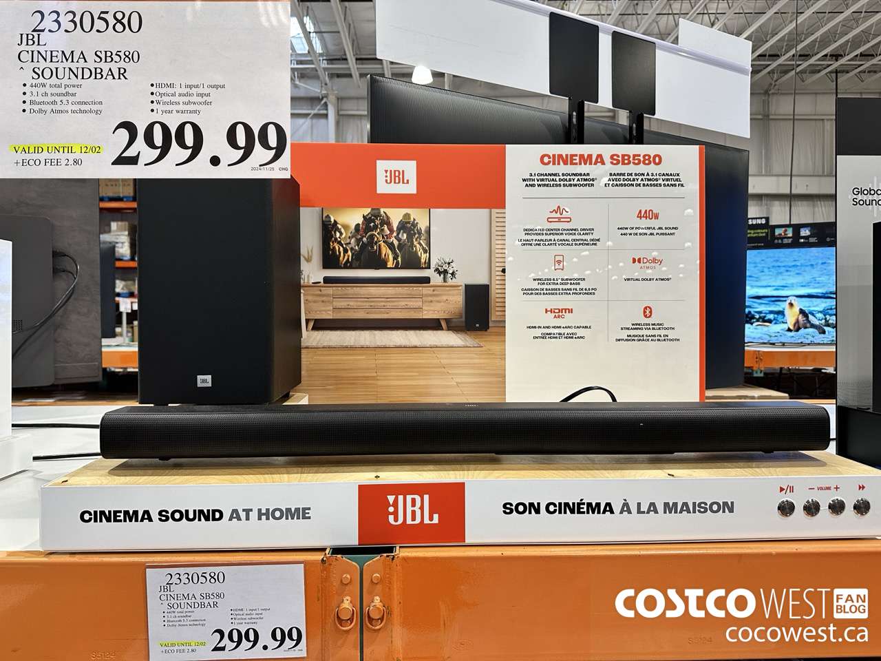 2330580 JBL CINEMA SB580 SOUNDBAR (EXPIRES ON 2024-12-02) $299.99