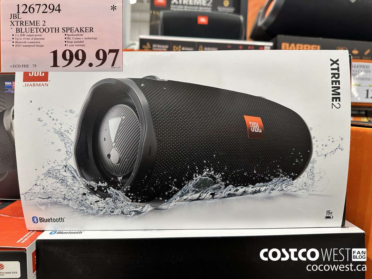 1267294 JBL XTREME 2 BLUETOOTH SPEAKER $199.97