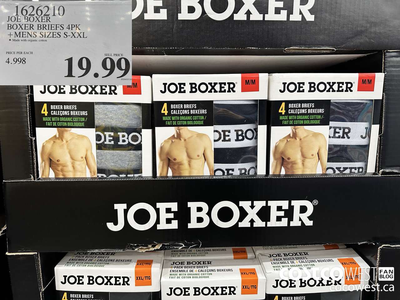 1626210 JOE BOXER BOXER BRIEFS 4PK MENS SIZES S-XXL $19.99