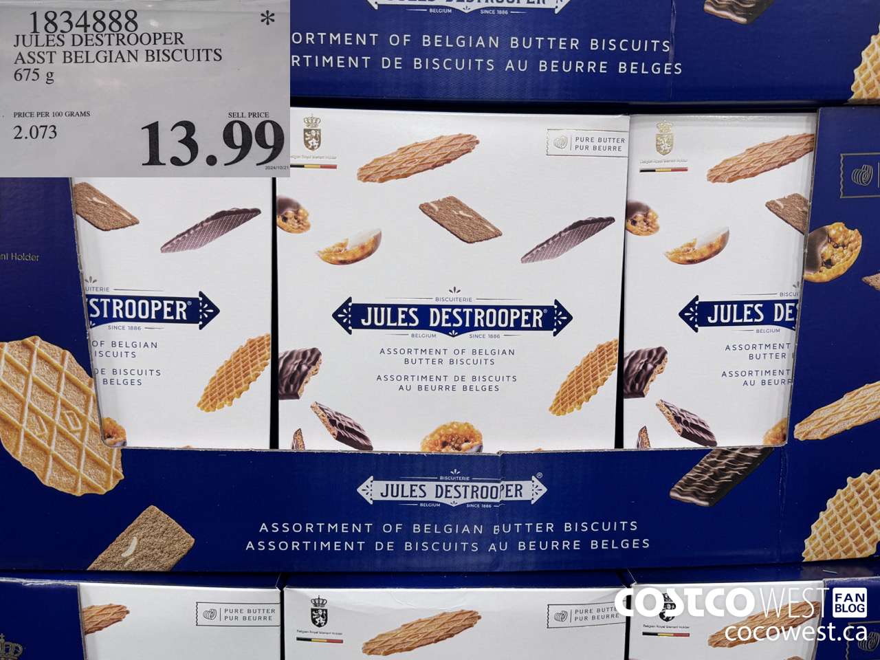 1834888 JULES DESTROOPER ASST BELGIAN BISCUITS 675G $13.99