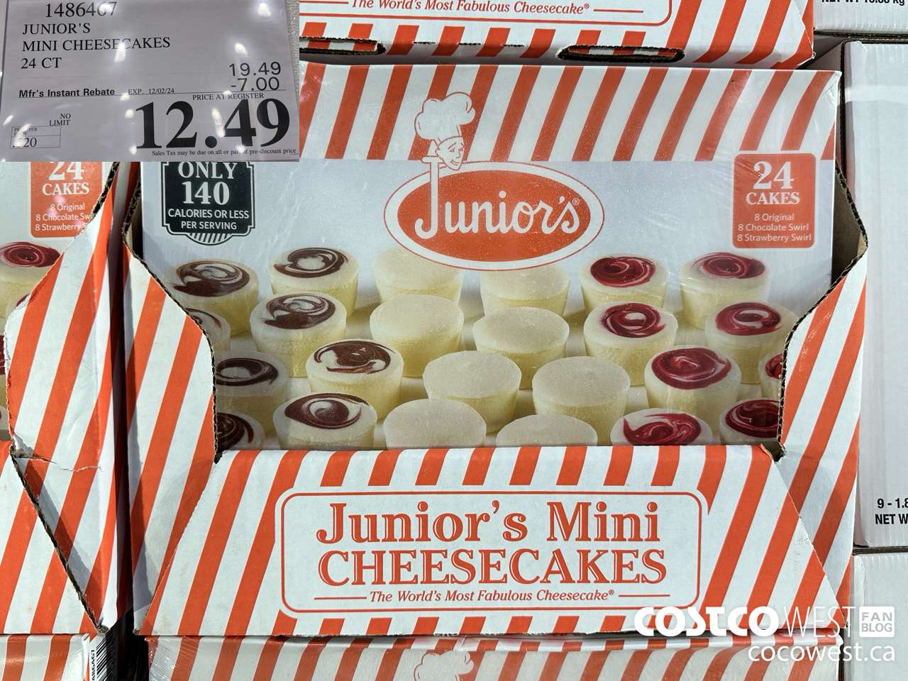 1486467 JUNIOR MINI CHEESECAKES 24 CT ($7.00 INSTANT SAVINGS EXPIRES ON 2024-12-02) $12.49