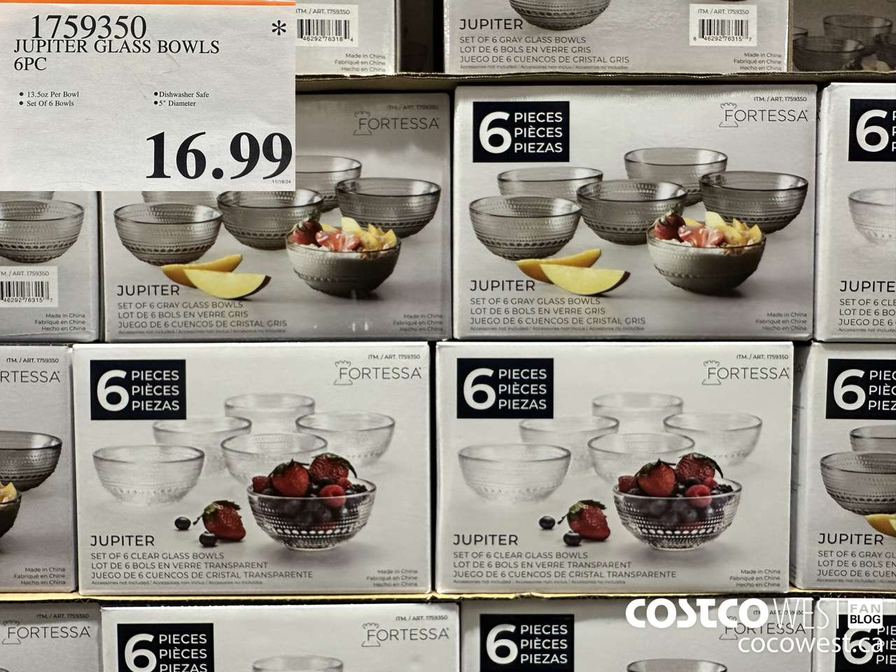 1759350 JUPITER GLASS BOWLS 6PC $16.99