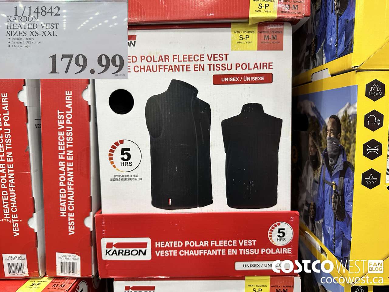 1714842 KARBON HEATED VEST SIZE XS-XXL $179.99