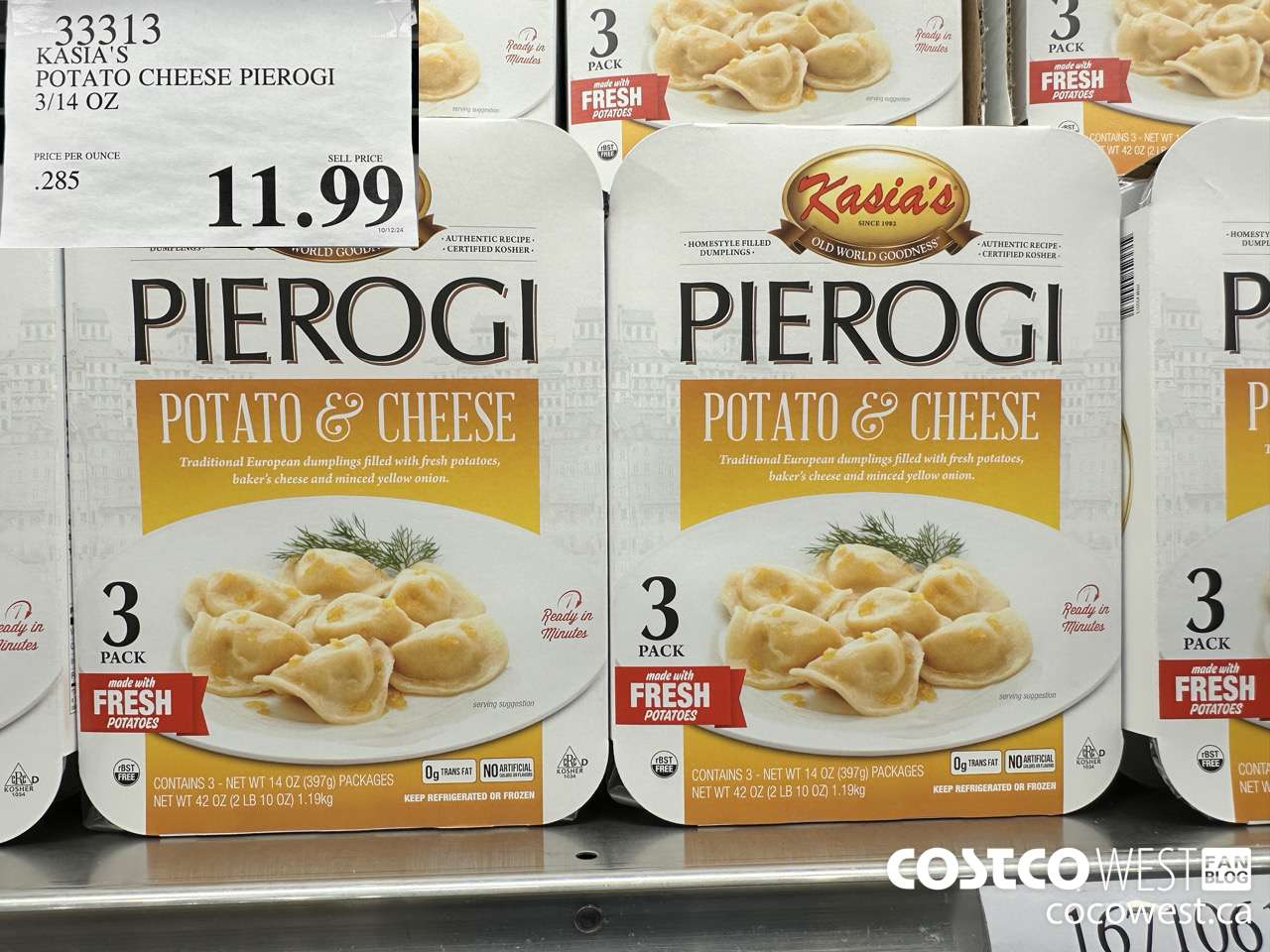33313 KASIA'S POTATO CHEESE PIEROGI 3/14 OZ $11.99