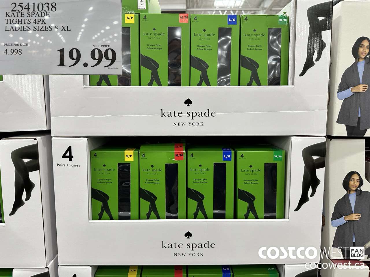 2541038 KATE SPADE TIGHTS 4PK LADIES SIZES S-XL $19.99