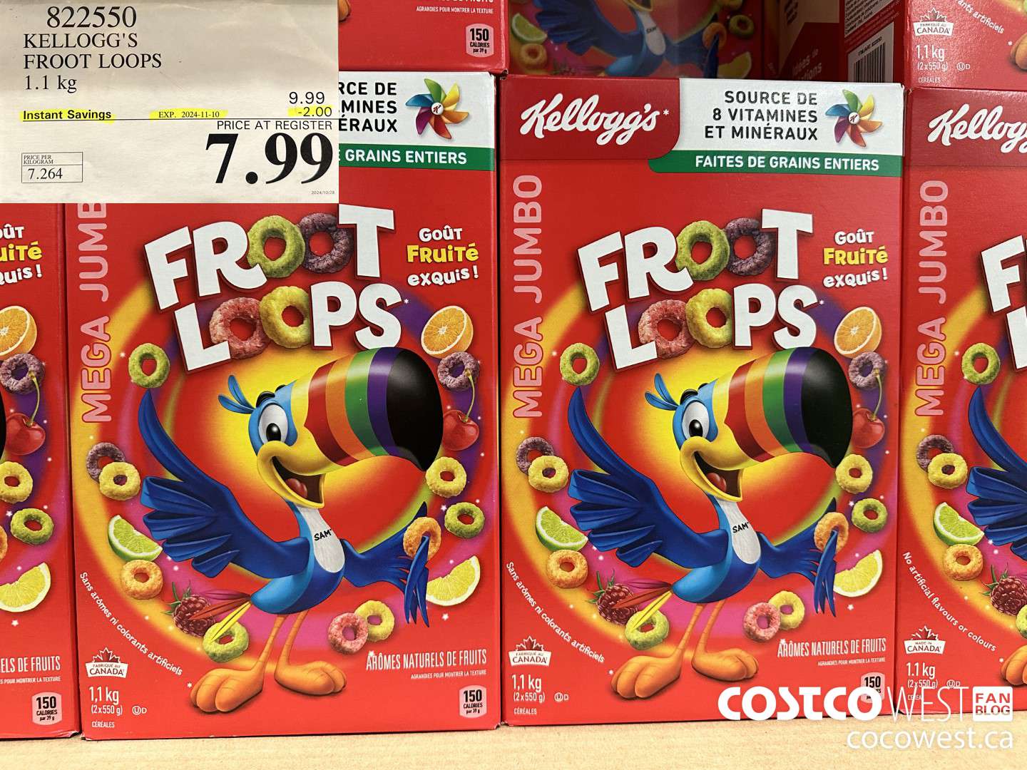 822550 KELLOGGS FROOT LOOPS 1.1 kg ($2.00 INSTANT SAVINGS EXPIRES ON 2024-11-10) $7.99