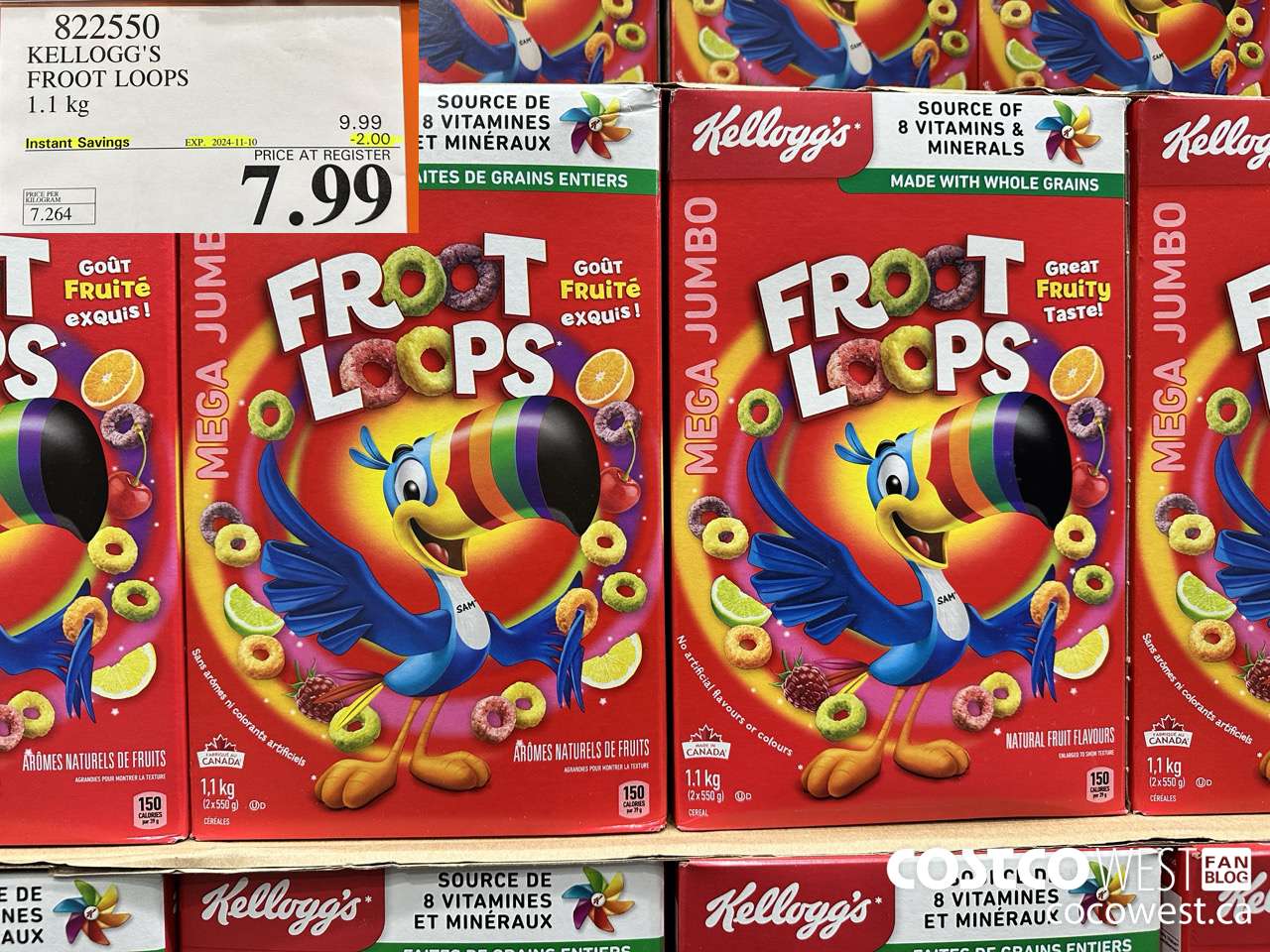 822550 KELLOGGS FROOT LOOPS 1.1 kg ($2.00 INSTANT SAVINGS EXPIRES ON 2024-11-10) $7.99