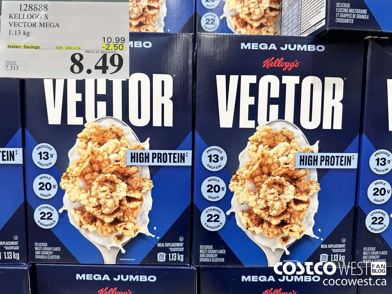 128888 KELLOGGS VECTOR MEGA 1.13KG ($2.50 INSTANT SAVINGS EXPIRES ON 2024-11-24) $8.49