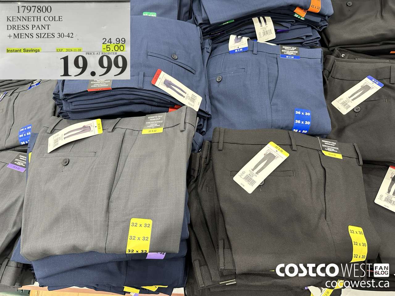 1797800 KENNETH COLE DRESS PANT MENS SIZES 30-42 ($5.00 INSTANT SAVINGS EXPIRES ON 2024-11-10) $19.99