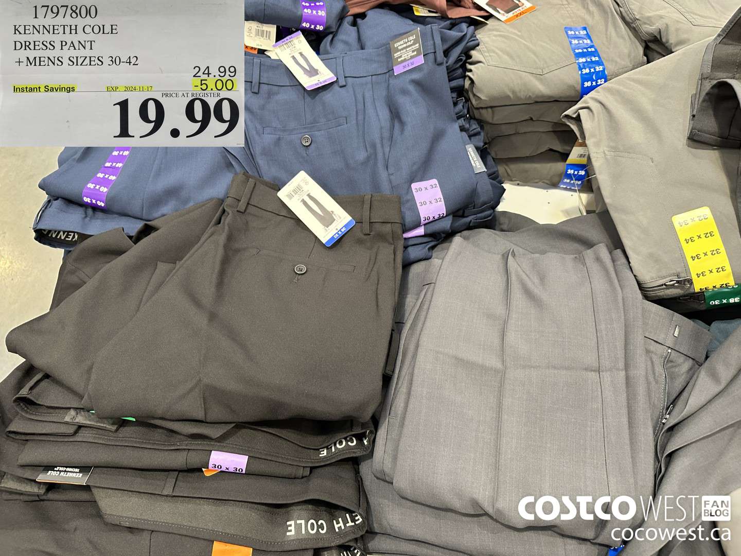 1797800 KENNETH COLE DRESS PANT MENS SIZES 30-42 ($5.00 INSTANT SAVINGS EXPIRES ON 2024-11-17) $19.99