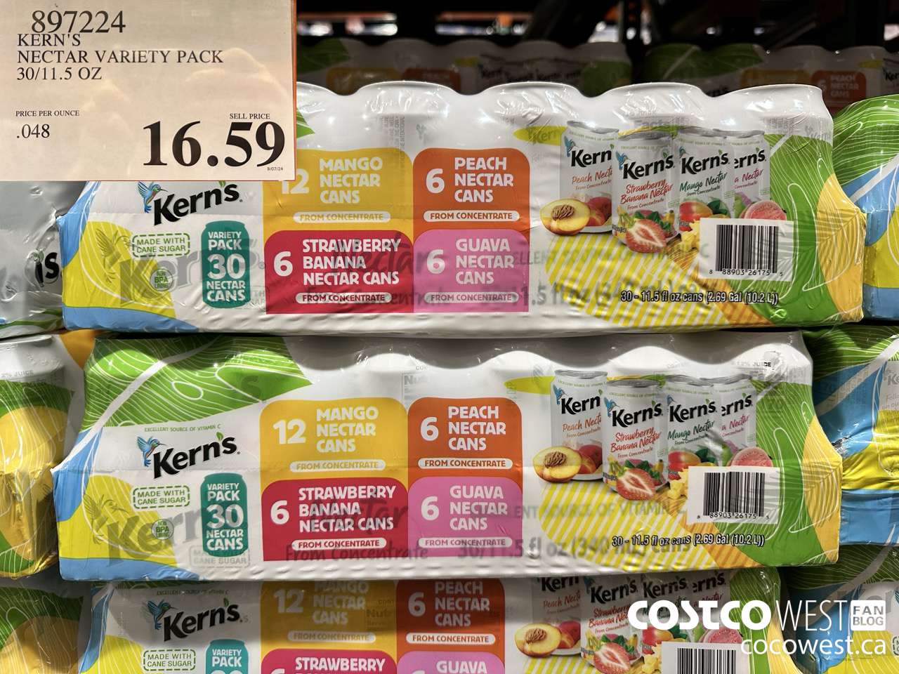 897224 KERN'S NECTAR VARIETY PACK 30/11.5 OZ $16.59