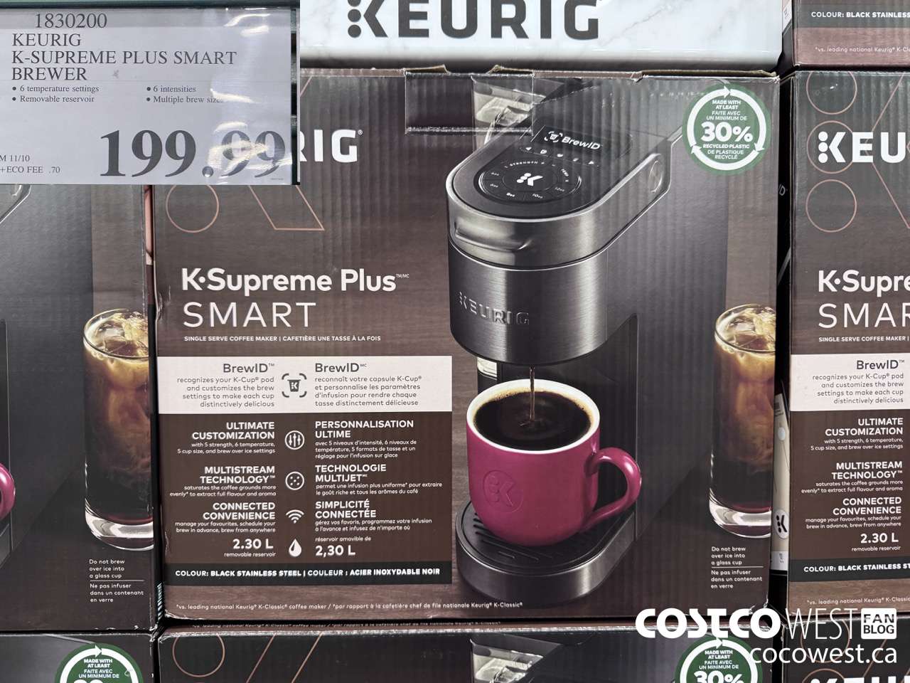 1830200 KEURIG K-SUPREME PLUS SMART BREWER $199.99