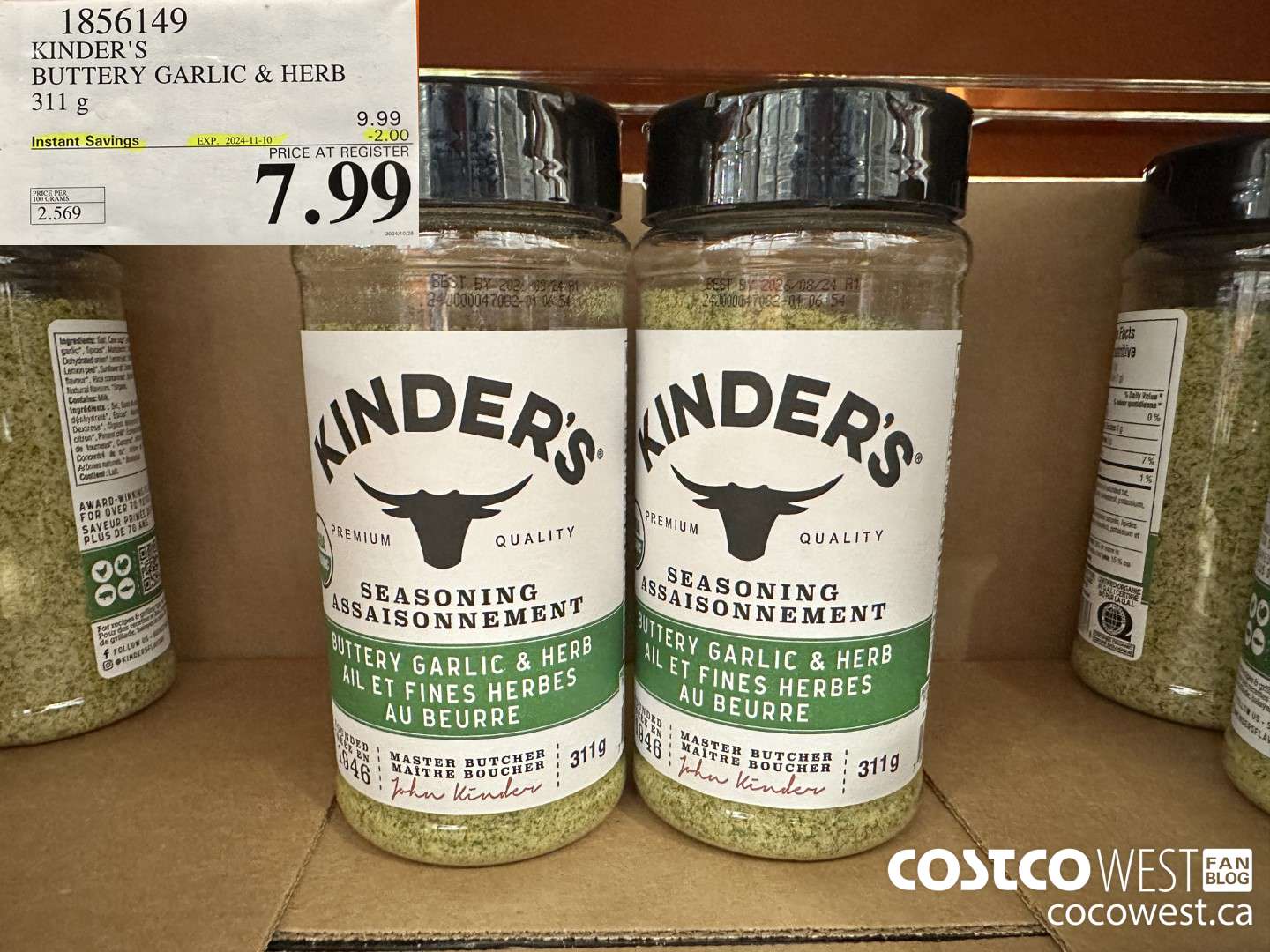 1856149 KINDER'S BUTTERY GARLIC & HERB 311G ($2.00 INSTANT SAVINGS EXPIRES ON 2024-11-10) $7.99