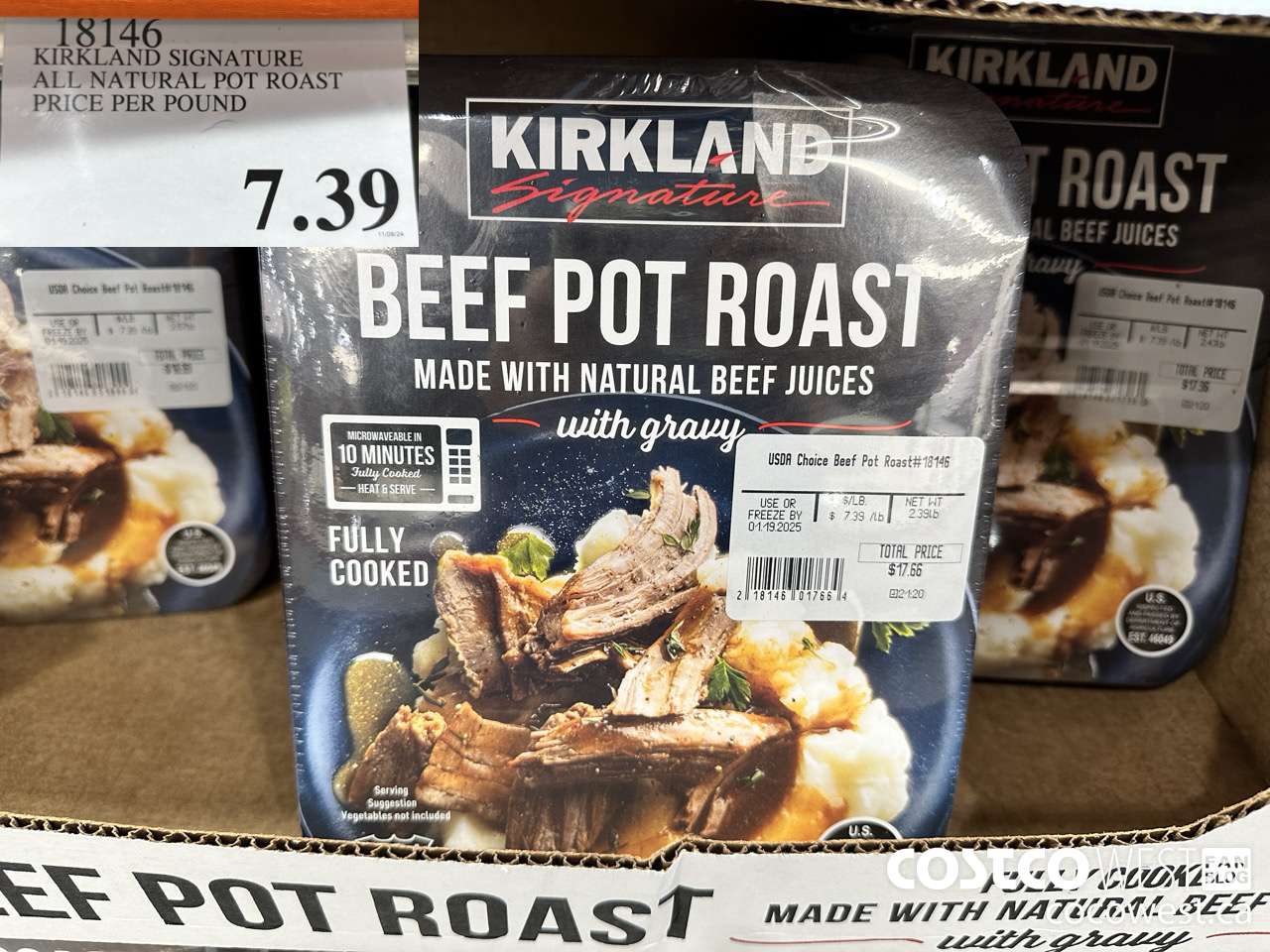 18146 KIRKLAND SIGNATURE ALL NATURAL POT ROAST PRICE PER POUND $7.39