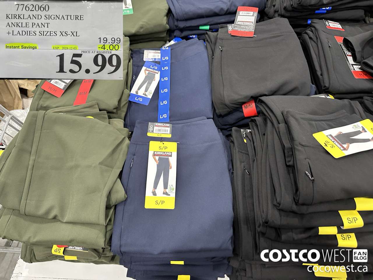 7762060 KIRKLAND SIGNATURE ANKLE PANT LADIES SIZES XS-XL ($4.00 INSTANT SAVINGS EXPIRES ON 2024-12-03) $15.99