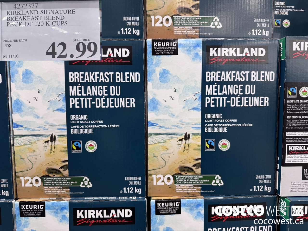 4272377 KIRKLAND SIGNATURE BREAKFAST BLEND PACK OF 120 K-CUPS $42.99