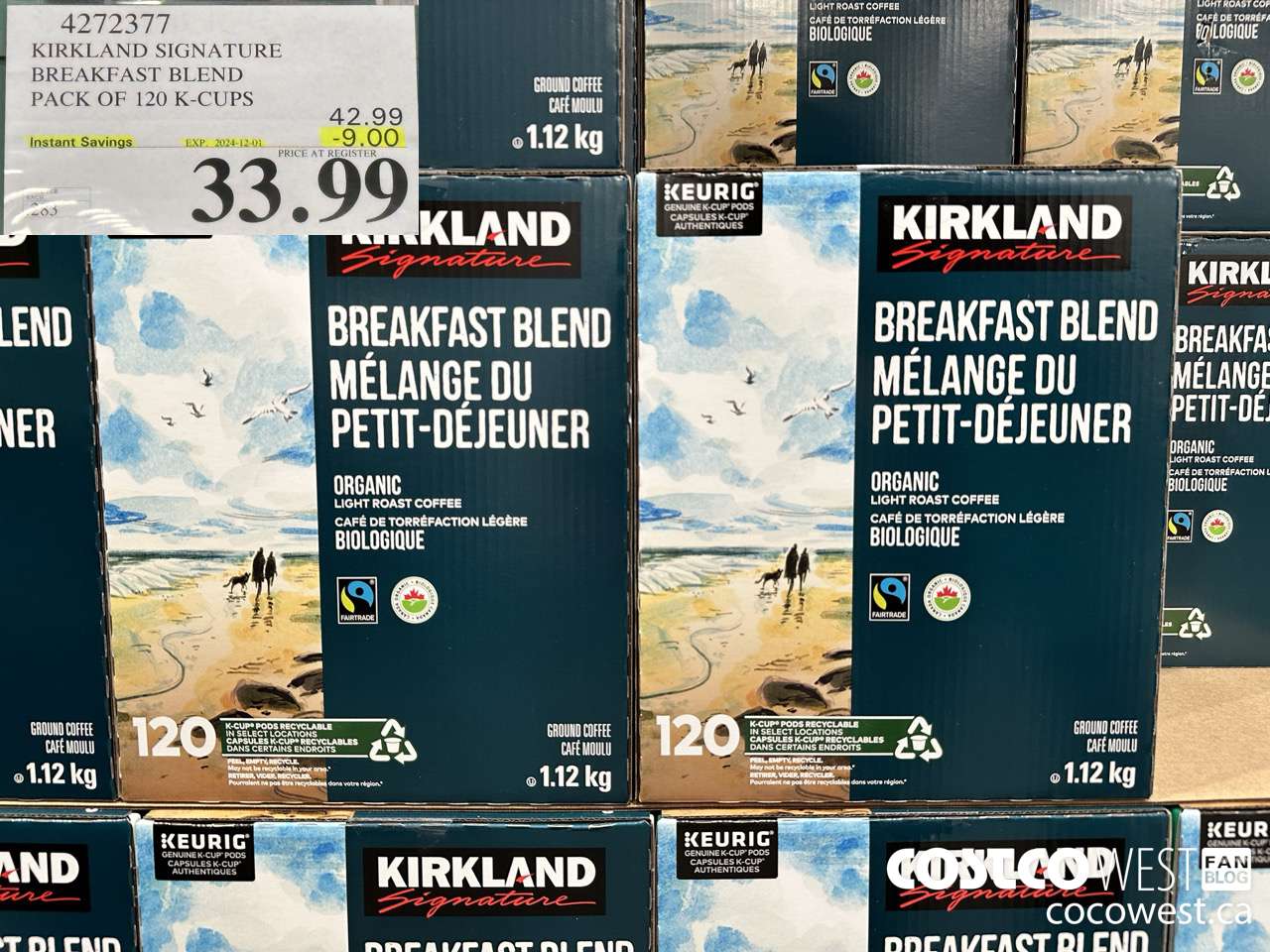 4272377 KIRKLAND SIGNATURE BREAKFAST BLEND PACK OF 120 K-CUPS ($9.00 INSTANT SAVINGS EXPIRES ON 2024-12-01) $33.99