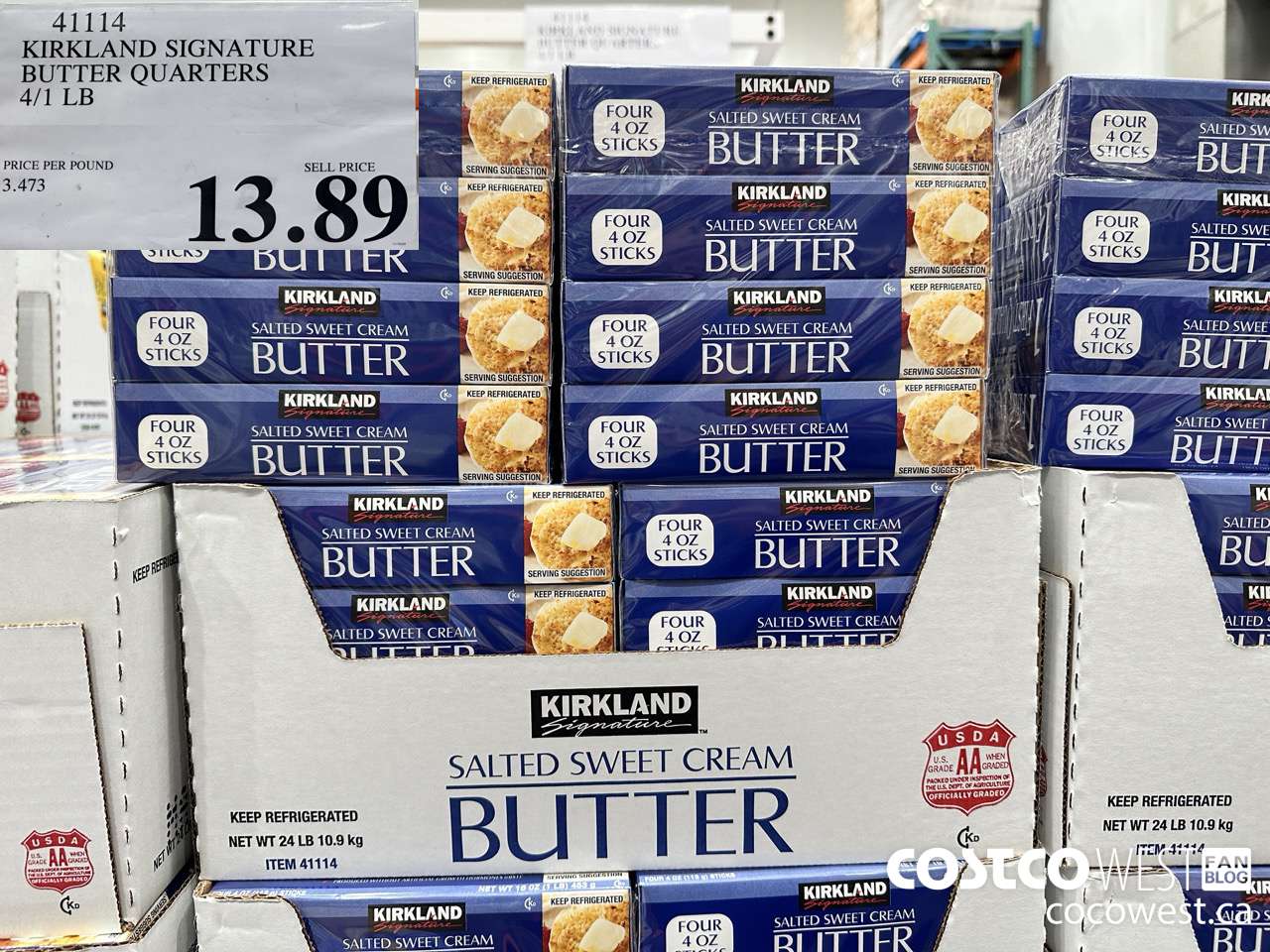 41114 KIRKLAND SIGNATURE BUTTER QUARTERS 4/1 LB $13.89
