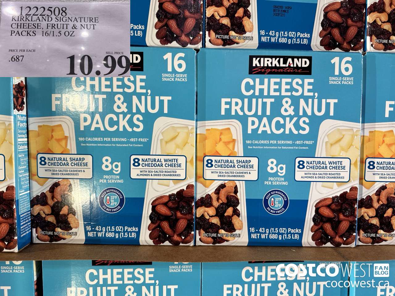 1222508 KIRKLAND SIGNATURE CHEESE, FRUIT & NUT PACKS 16/1.5 OZ $10.99