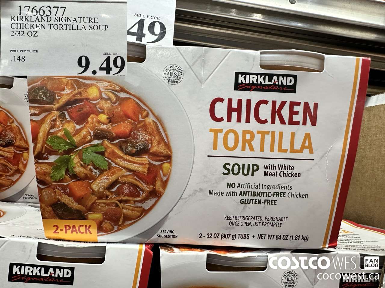 1766377 KIRKLAND SIGNATURE CHICKEN TORTILLA SOUP 2/32 OZ $9.49