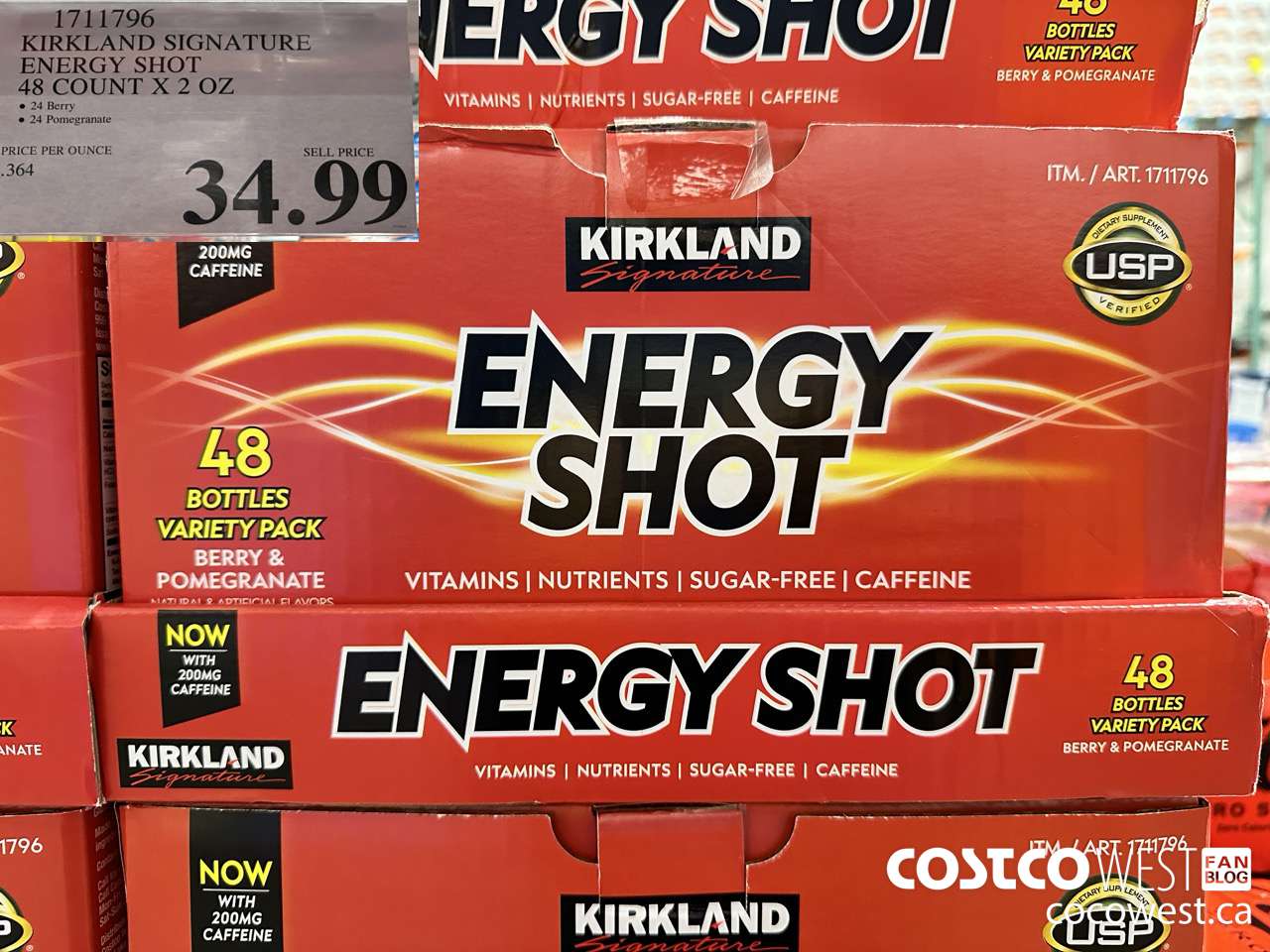 1711796 KIRKLAND SIGNATURE ENERGY SHOT 48 COUNT 2 OZ $34.99