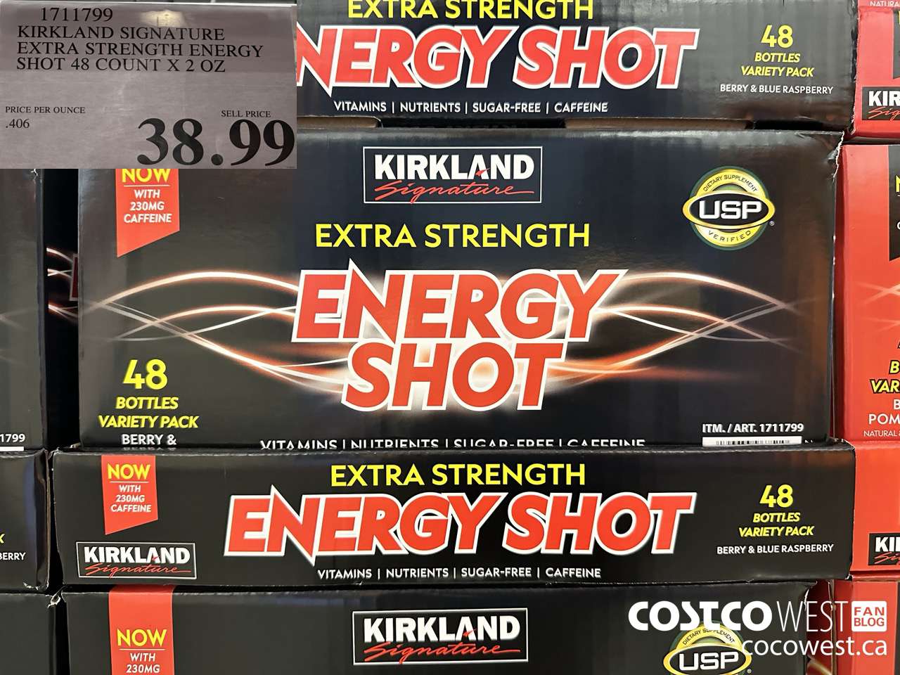 1711799 KIRKLAND SIGNATURE EXTRA STRENGTH ENERGY SHOT 48 COUNT X 2 OZ $38.99