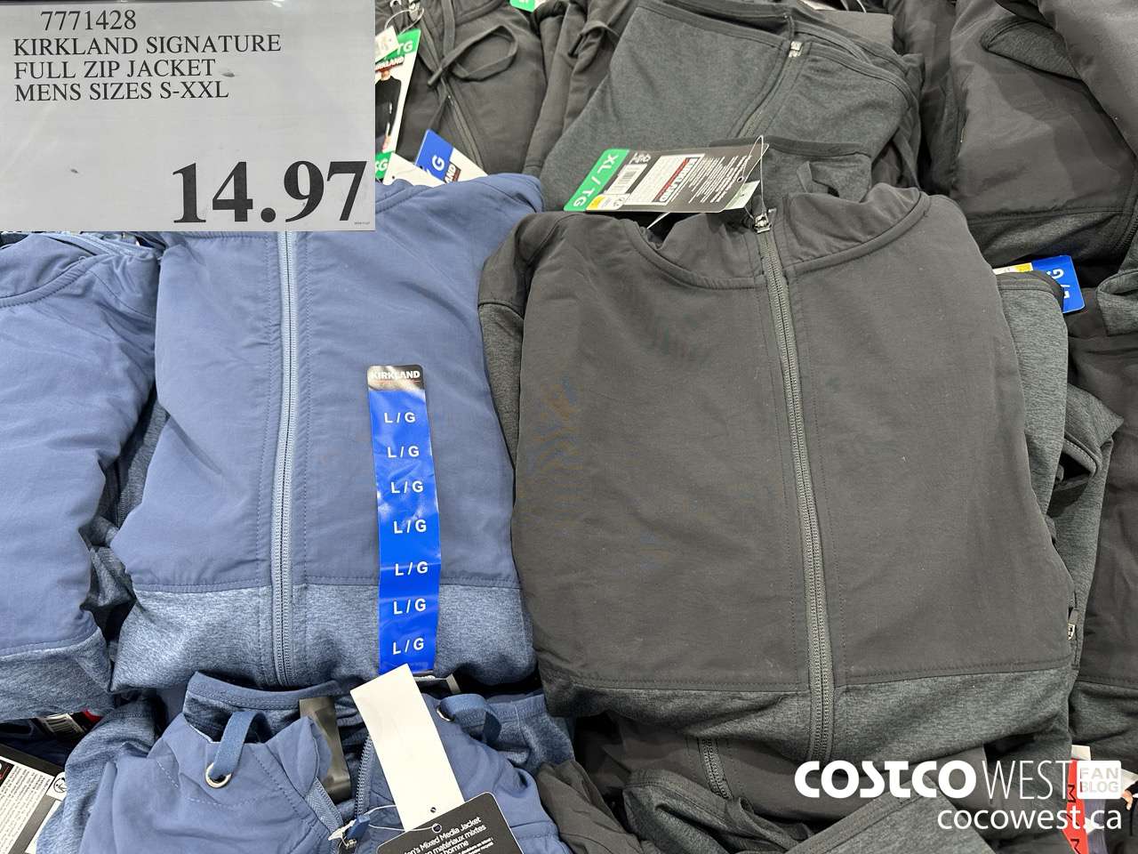 7771428 KIRKLAND SIGNATURE FULL ZIP JACKET MENS SIZES S-XXL $14.97