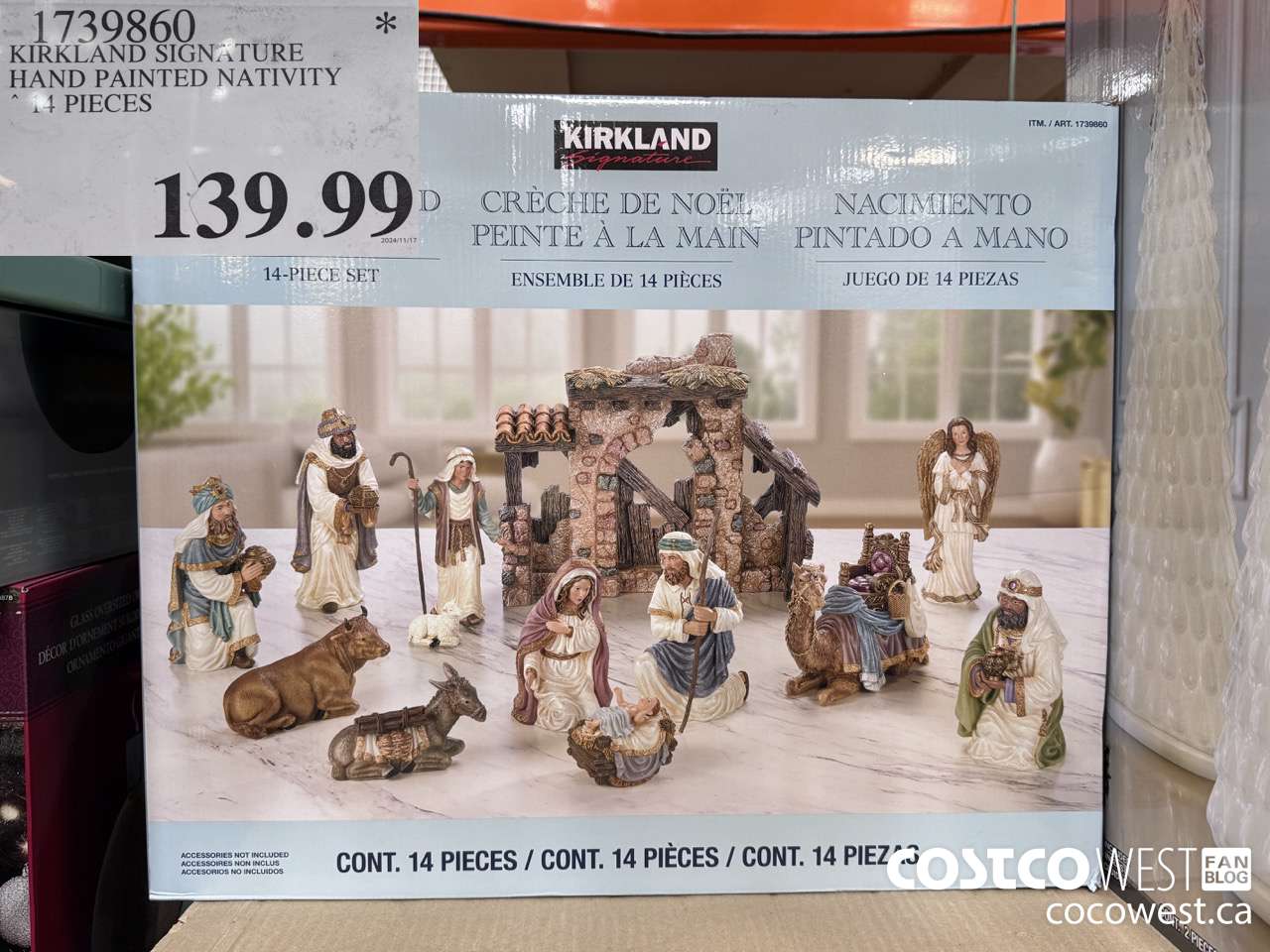 1739860 KIRKLAND SIGNATURE HAND PAINTED NATIVITY 14 PIECES $139.99