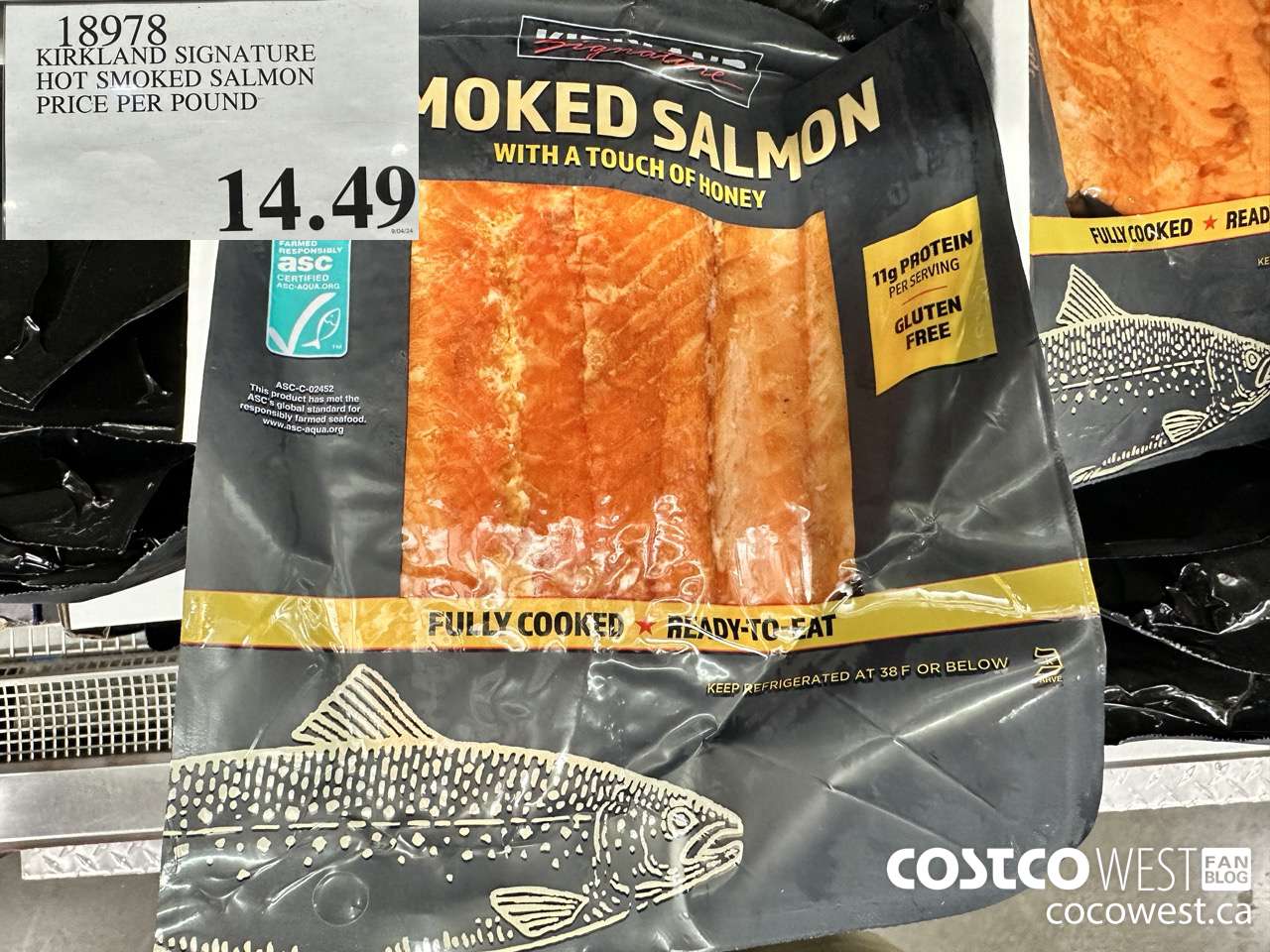 18978 KIRKLAND SIGNATURE HOT SMOKED SALMON PRICE PER POUND $14.49