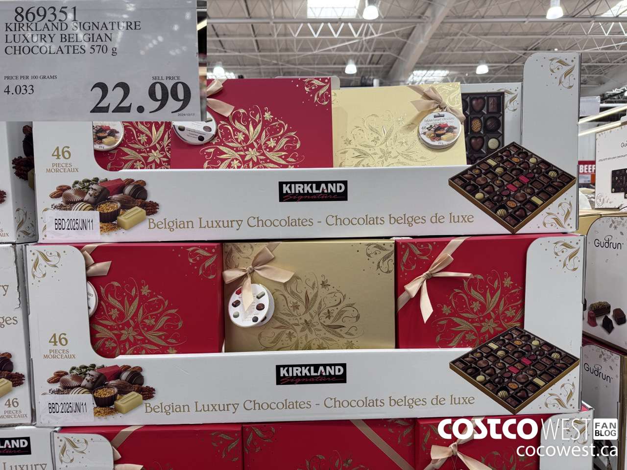 869351 KIRKLAND SIGNATURE LUXURY BELGIAN CHOCOLATES 570 g $22.99