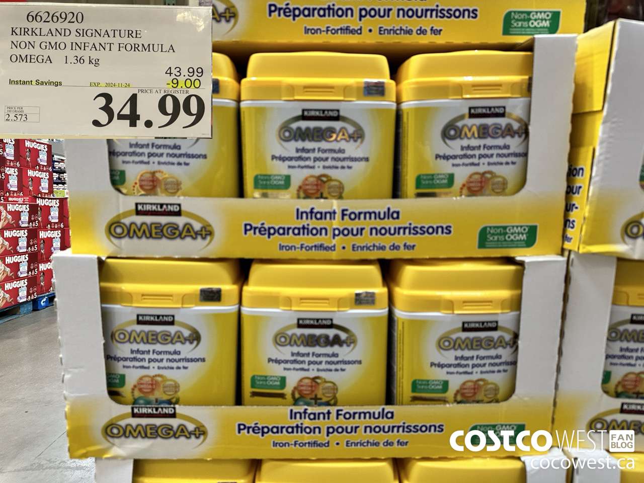 6626920 KIRKLAND SIGNATURE NON GMO INFANT FORMULA OMEGA 1.36 kg ($9.00 INSTANT SAVINGS EXPIRES ON 2024-11-24) $34.99