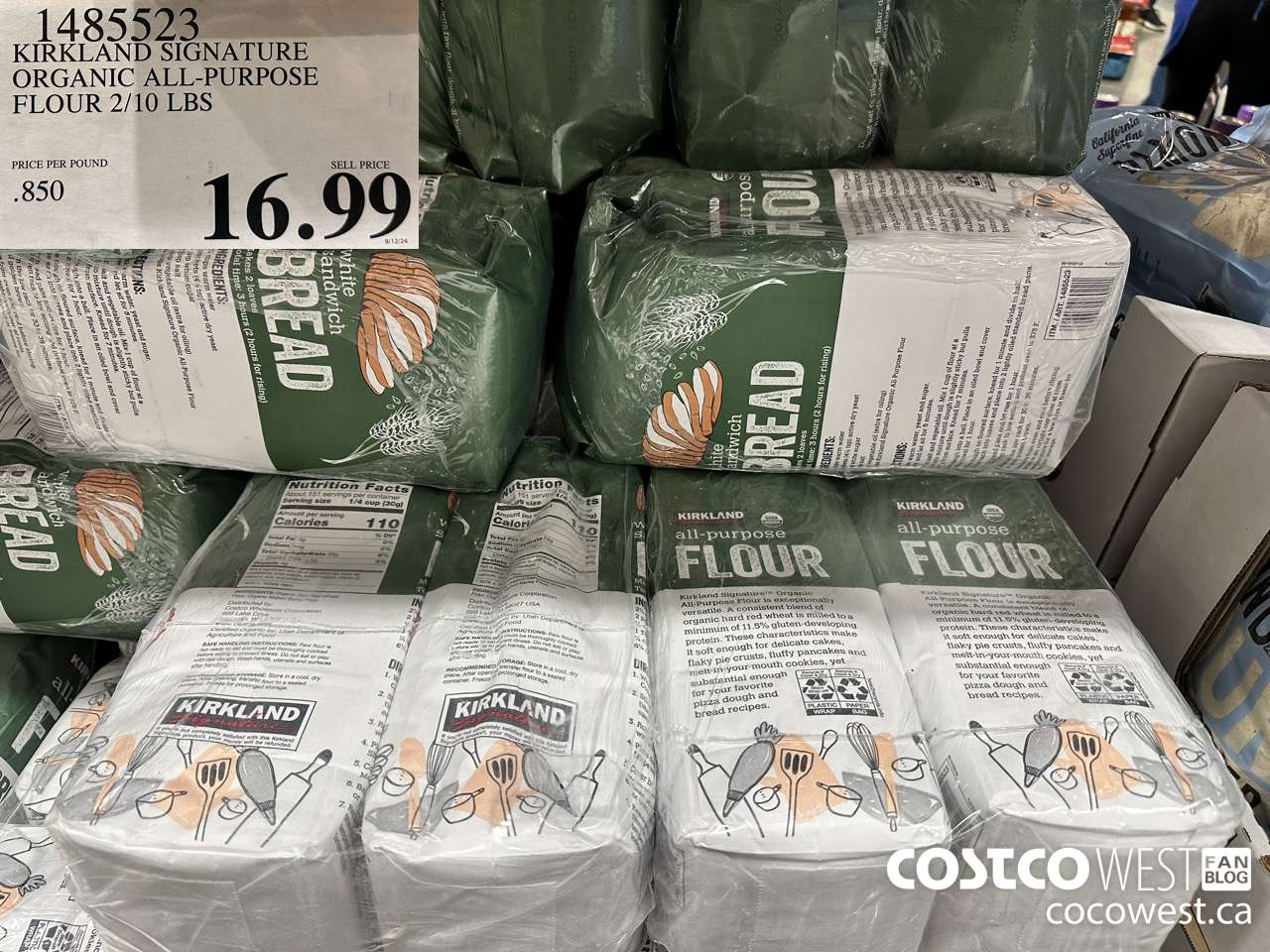 1485523 KIRKLAND SIGNATURE ORGANIC ALL-PURPOSE FLOUR 2/10 LBS $16.99