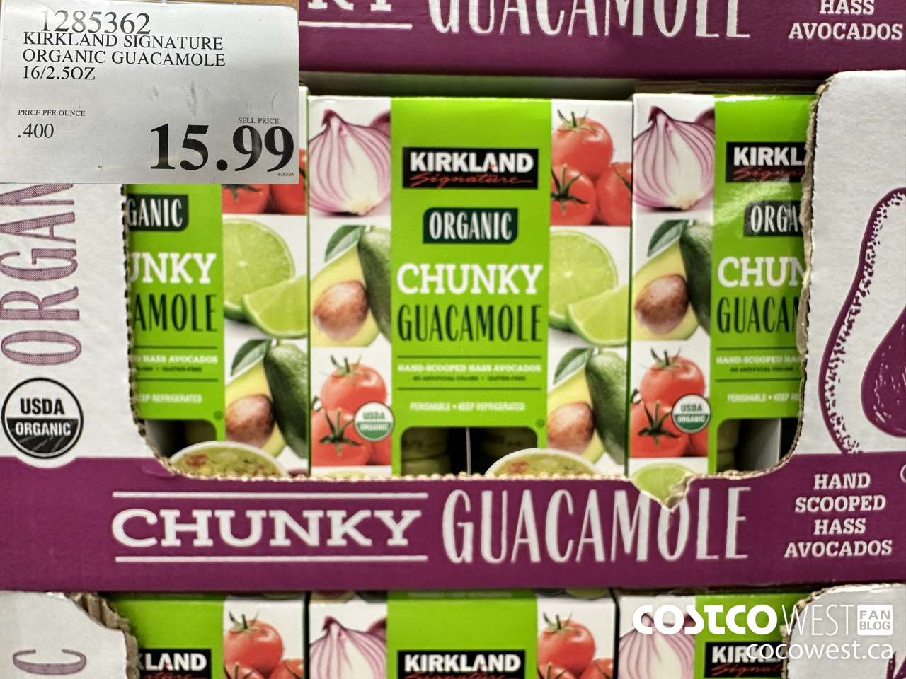 1285362 KIRKLAND SIGNATURE ORGANIC GUACAMOLE 16/2.5OZ $15.99