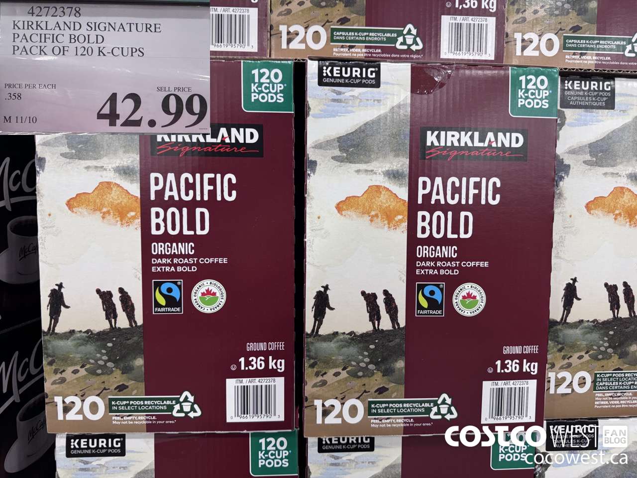 4272378 KIRKLAND SIGNATURE PACIFIC BOLD PACK OF 120 K-CUPS $42.99