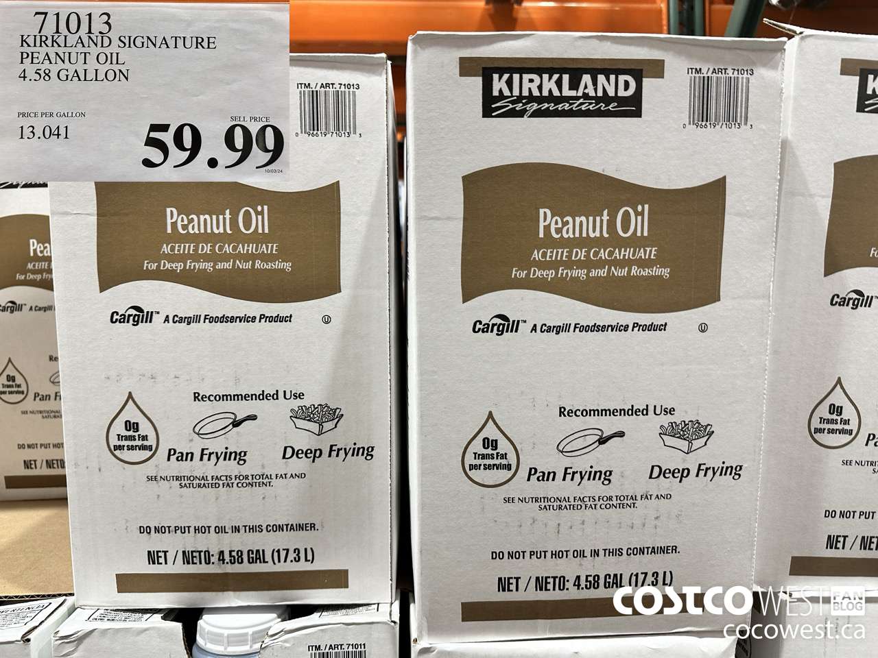 71013 KIRKLAND SIGNATURE PEANUT OIL 4.58 GALLON $59.99