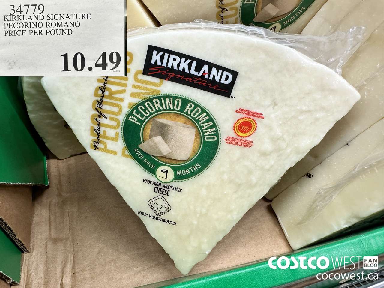 34779 KIRKLAND SIGNATURE PECORINO ROMANO PRICE PER POUND $10.49