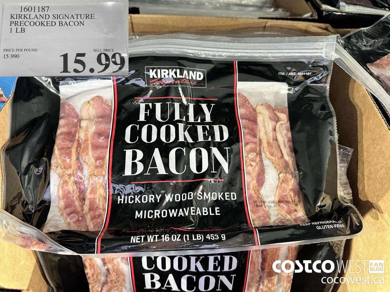 1601187 KIRKLAND SIGNATURE PRECOOKED BACON 1 LB $15.99
