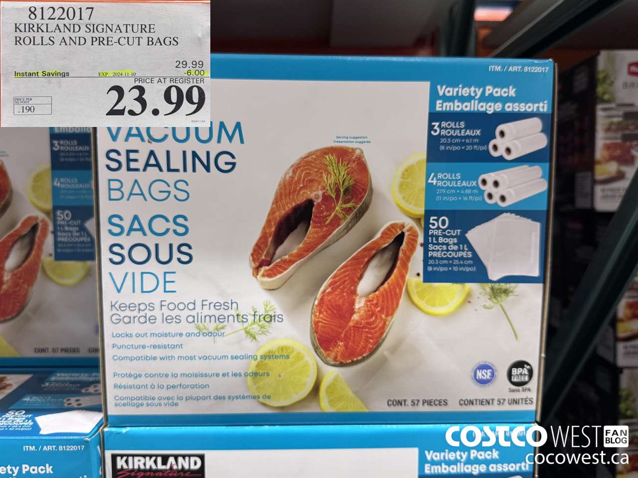 8122017 KIRKLAND SIGNATURE ROLLS AND PRE-CUT BAGS  ($6.00 INSTANT SAVINGS EXPIRES ON 2024-11-10) $23.99