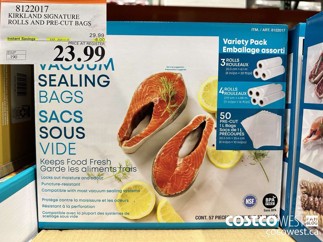 8122017 KIRKLAND SIGNATURE ROLLS AND PRE-CUT BAGS  ($6.00 INSTANT SAVINGS EXPIRES ON 2024-11-10) $23.99