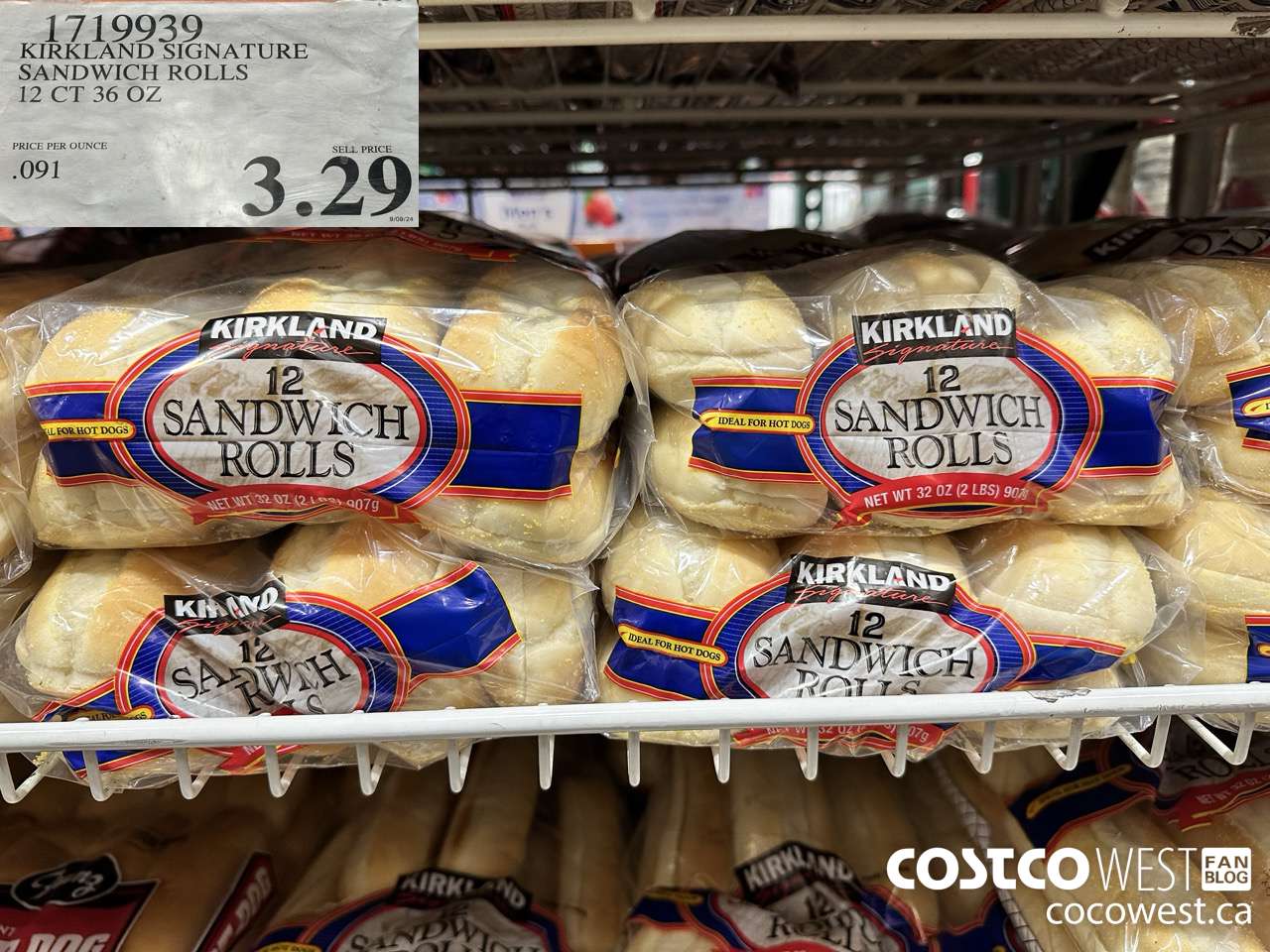 1719939 KIRKLAND SIGNATURE SANDWICH ROLLS 12 CT 36 OZ $3.29
