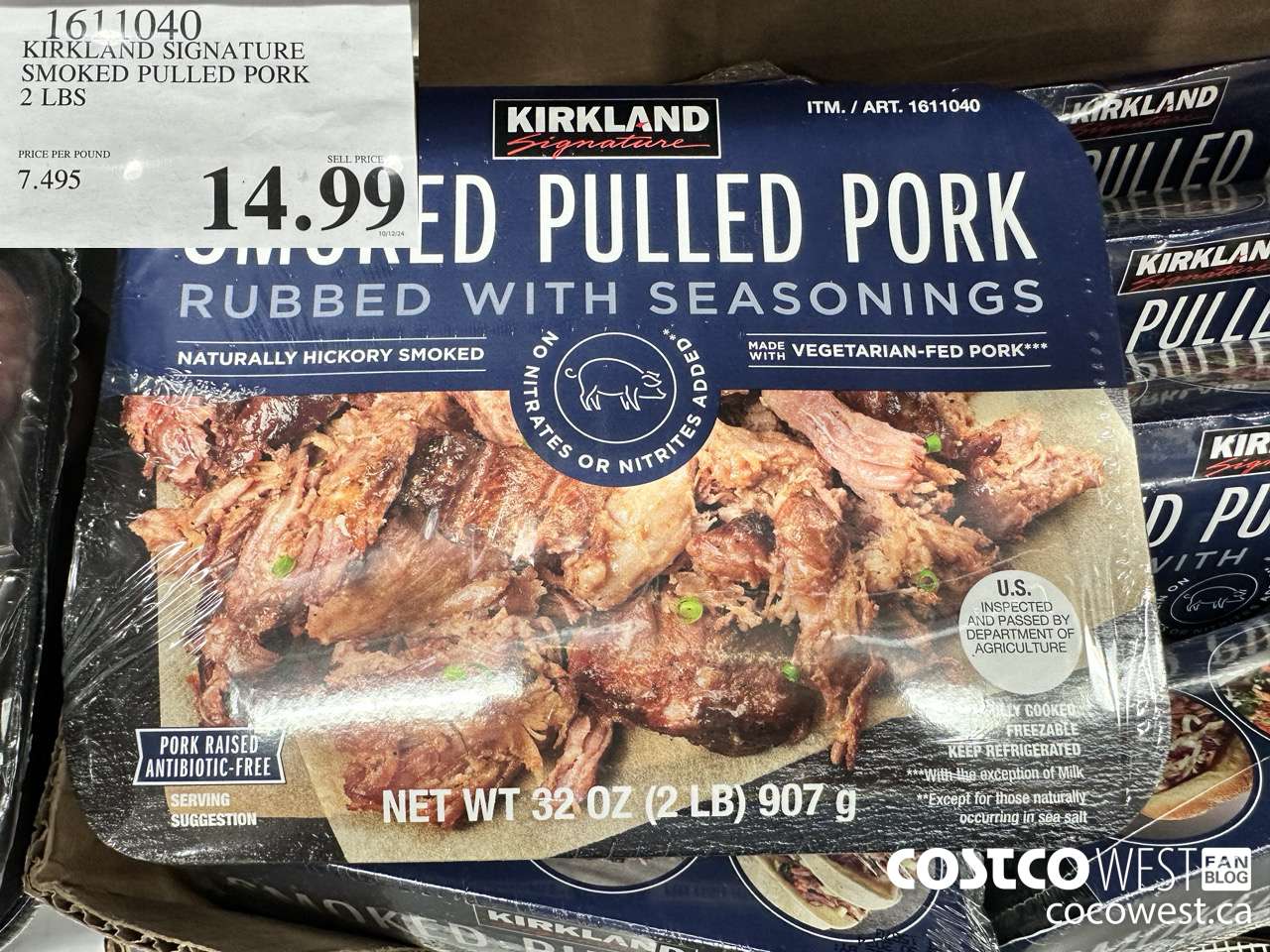 1611040 KIRKLAND SIGNATURE SMOKED PULLED PORK 2 LBS $14.99