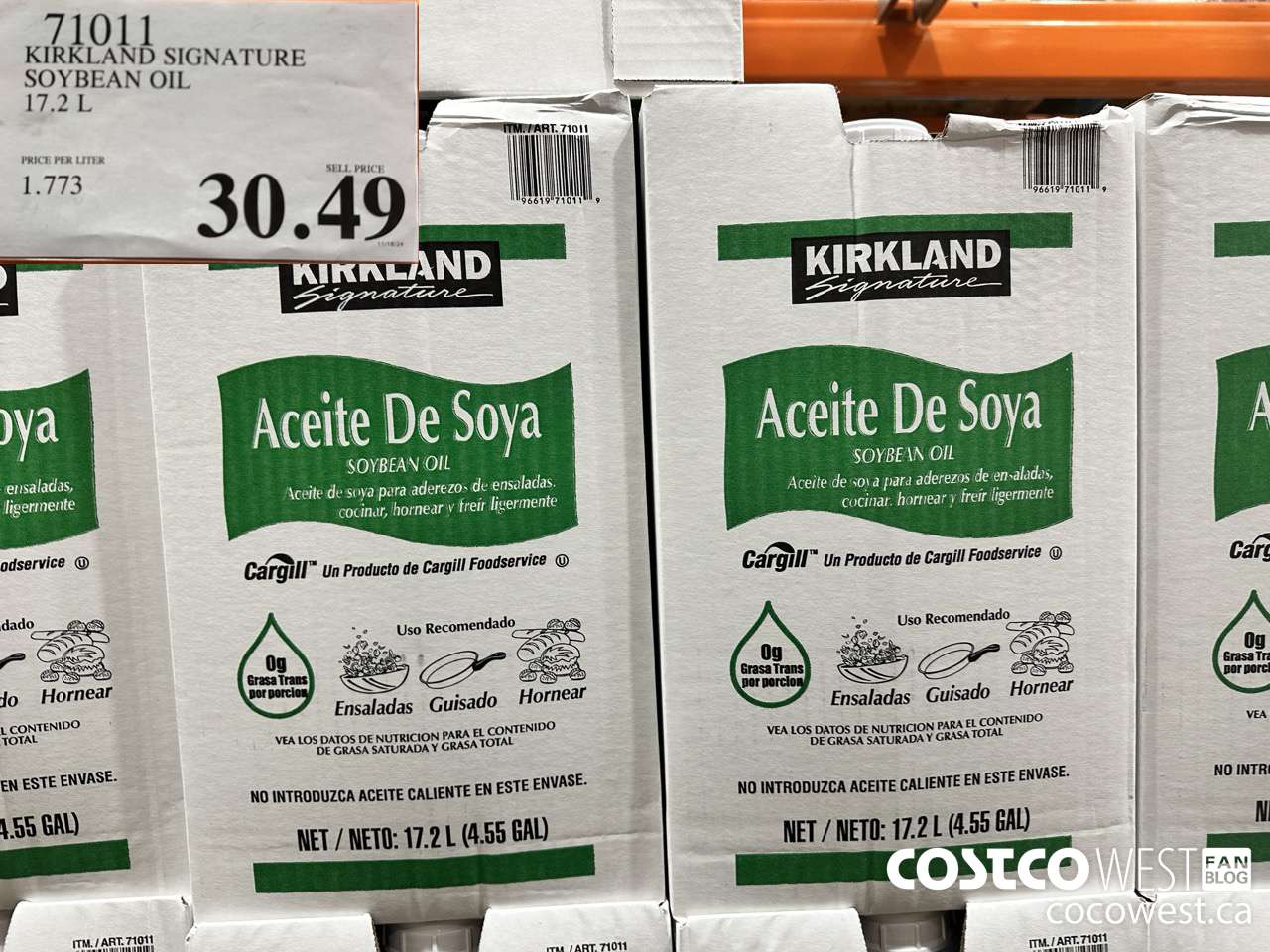 71011 KIRKLAND SIGNATURE SOYBEAN OIL 17.2 L $30.49