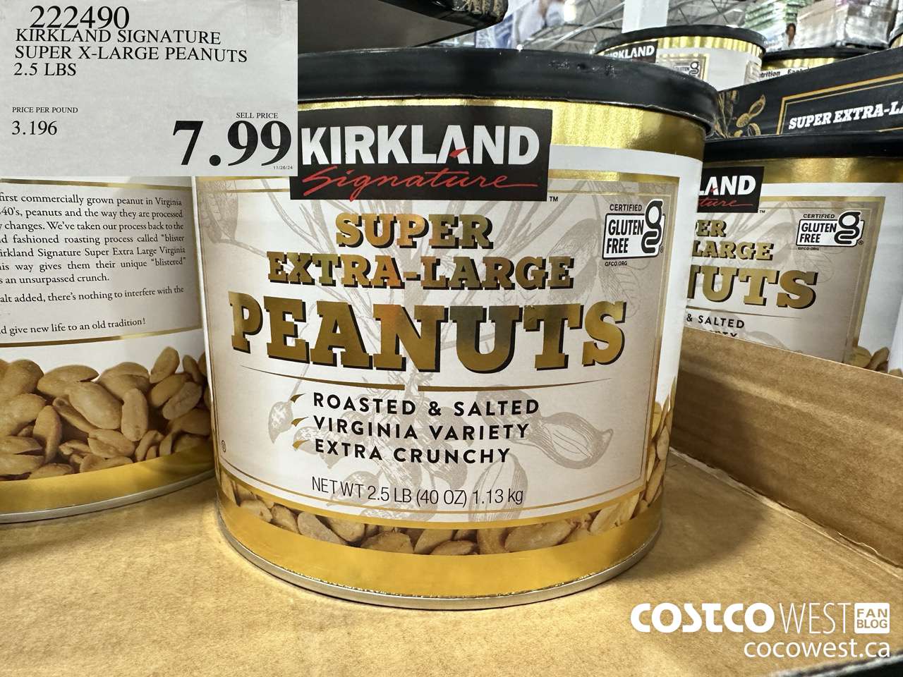 222490 KIRKLAND SIGNATURE SUPER X-LARGE PEANUTS 2.5 LBS $7.99