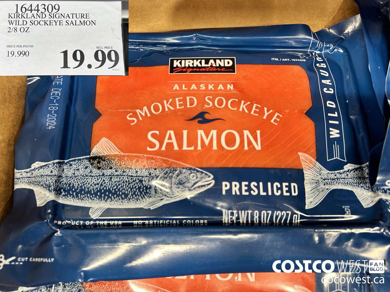 1644309 KIRKLAND SIGNATURE WILD SOCKEYE SALMON 2/8 OZ $19.99